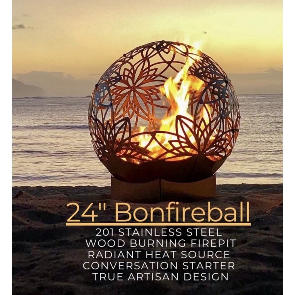 FlowerHouse: Bonfireball Fire Pit - 24" Lotus - Base & Flower‎ Pattern Cover